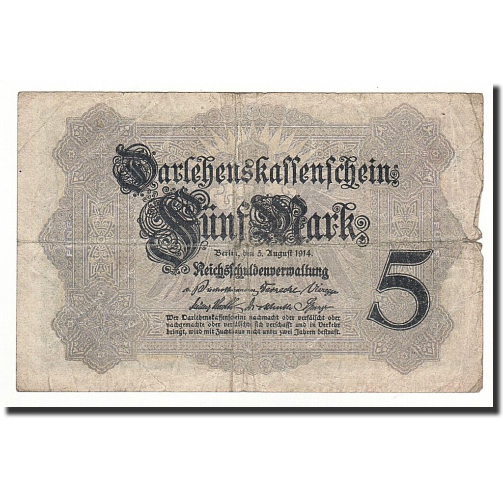 165124 Germany, 5 Mark, KM:47c, 1914-08-05, F(12-15) : F(12-15), 5