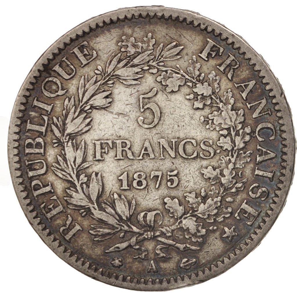 19850 Monnaie, France, Hercule, 5 Francs, 1875, Paris, TTB, Argent, KM820.1 TTB, 5 Francs