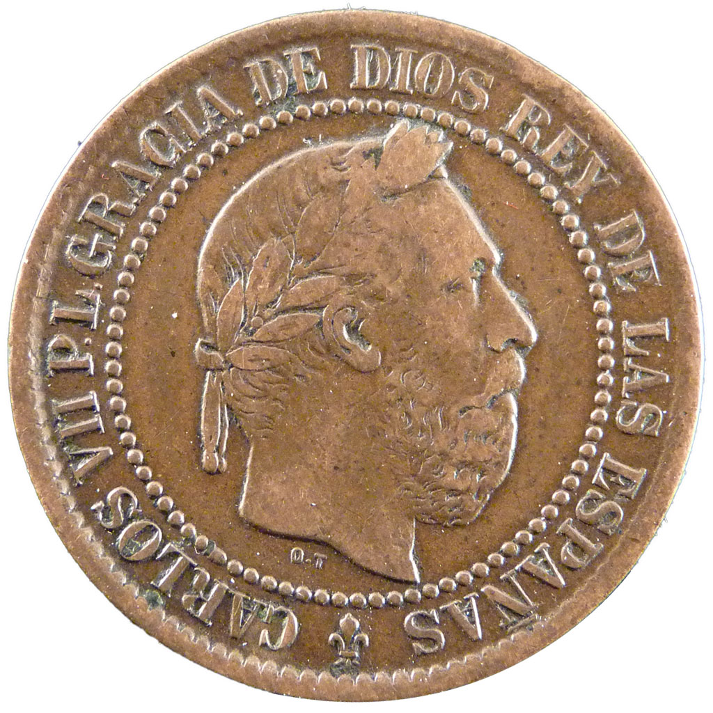 Piece De 5 Centimes Rare Espagne #21037 Charles VII, Espagne, 5 Centimes : TTB, 5 Centimes, De 51 à 150