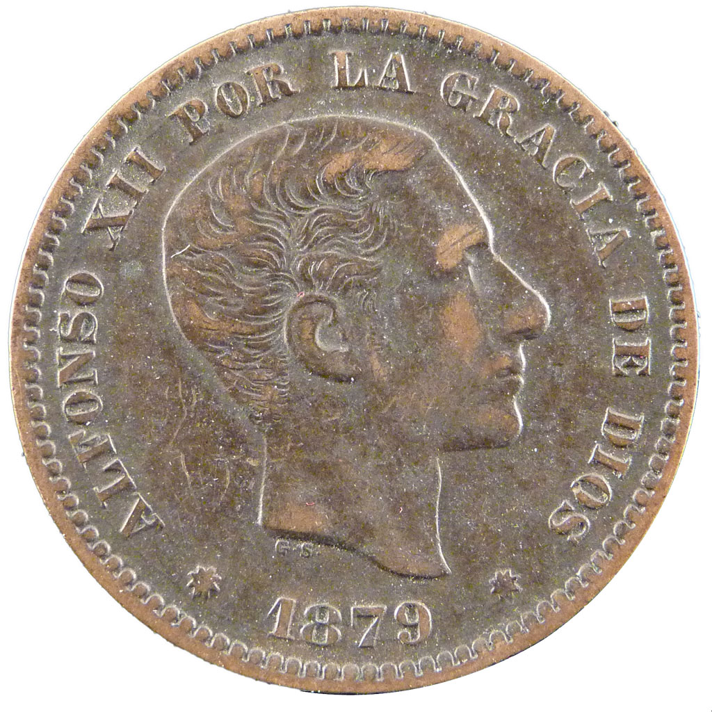 Piece De 5 Centimes Rare Espagne #21038 Alphonse XII, Espagne, 5 Centimes : TTB, 5 Centimes, De 5 à 15