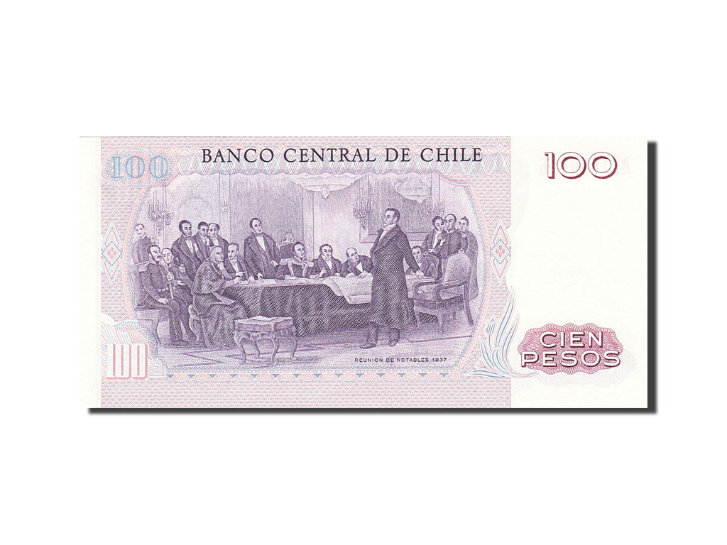 Chile, 100 Pesos, 1975-1989, 1976-1984, KM:152b, SPL