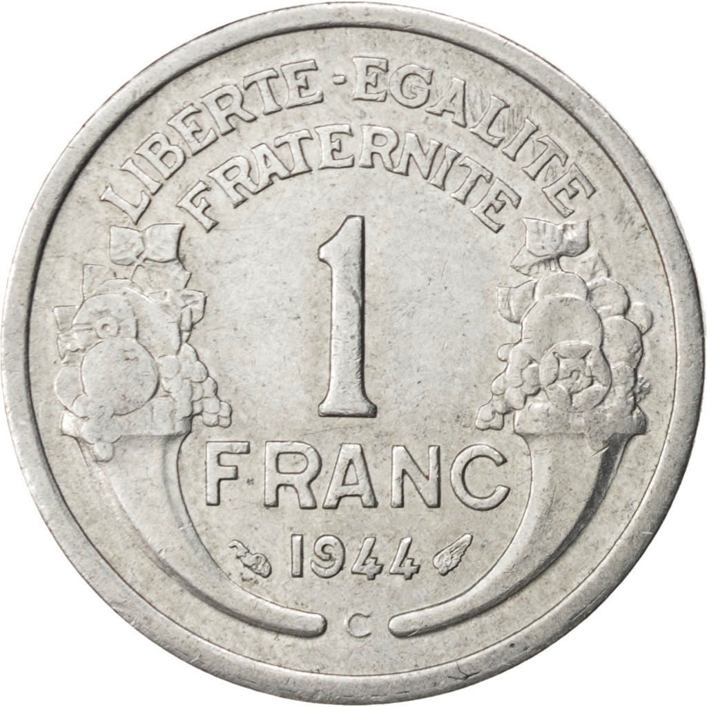 #27764 Gouvernement Provisoire, 1 Franc Morlon en aluminium 1944 C, KM