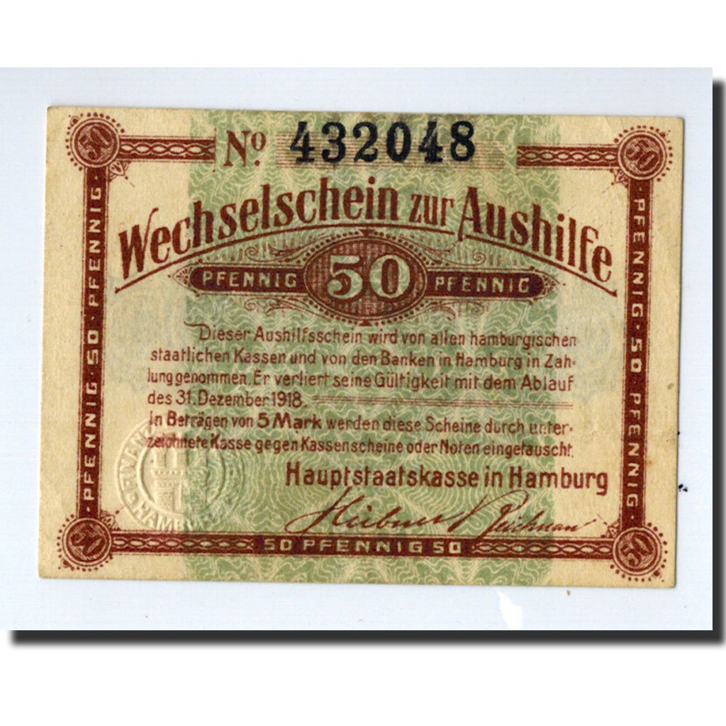 361834 Banknote, Germany, Hamburg, 50 Pfennig, 1917, 1917-03-30, UNC(63) : UNC(63), Hamburg, 50 Pfennig, From to 15 Euros, 1917, Comptoir Des Monnaies Numismatic