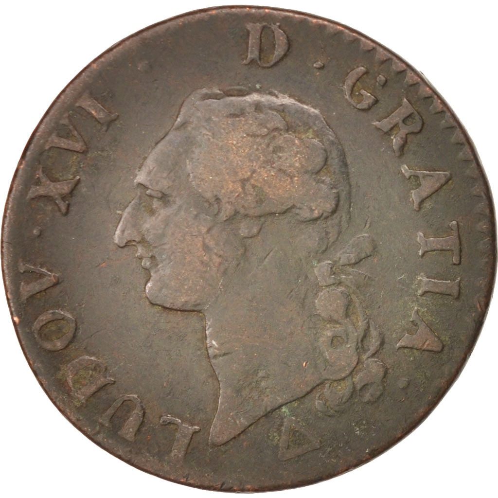 #406230 France, Louis XVI, Sol ou sou, Sol, 1791, Orléans, TB, Cuivre