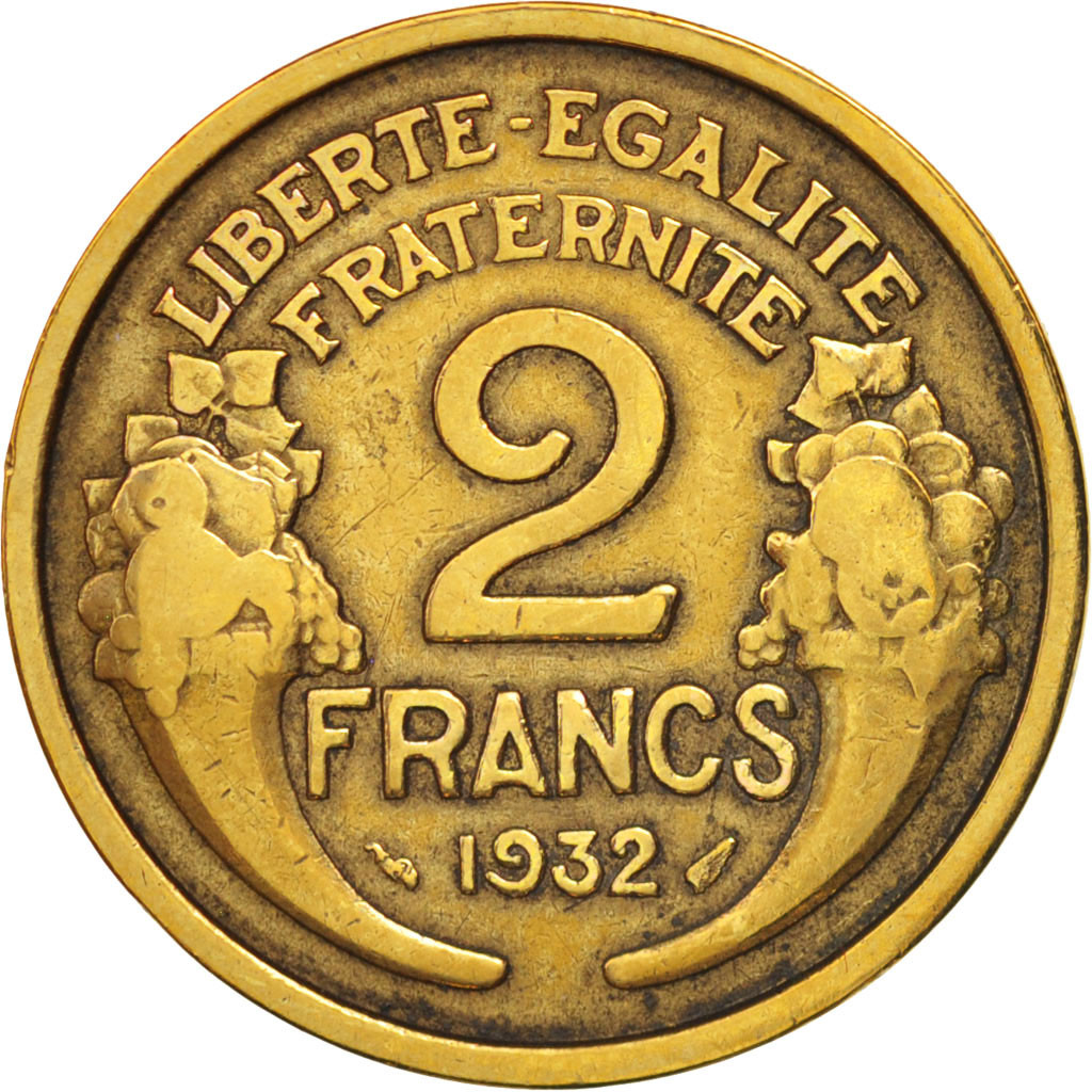 #407619 France, Morlon, 2 Francs, 1932, Paris, TTB, AluminumBronze, KM
