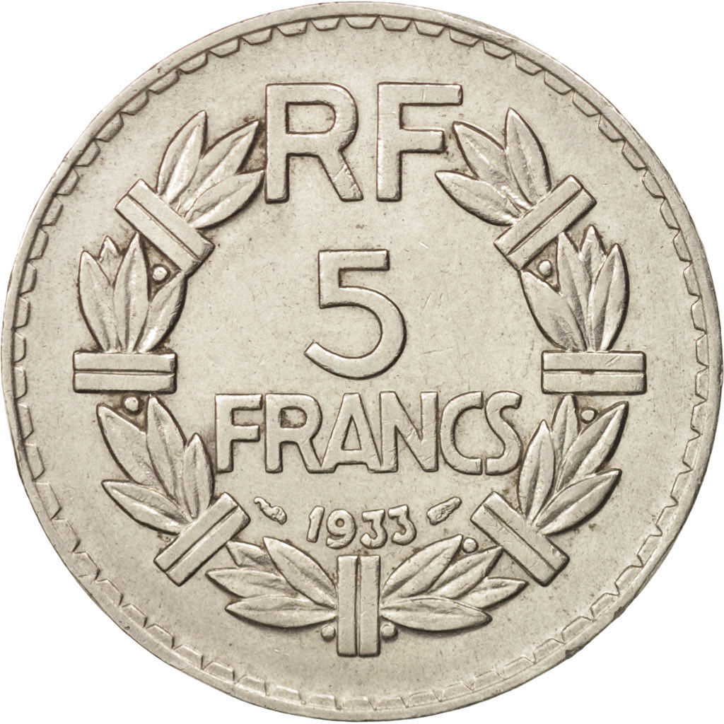 #409085 France, Lavrillier, 5 Francs, 1933, Paris, TTB+, Nickel, KM888