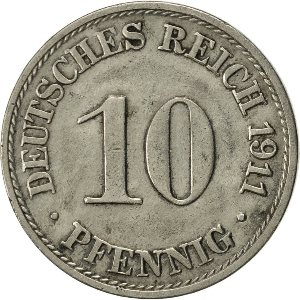 #423640 GERMANY - EMPIRE, Wilhelm II, 10 Pfennig, 1911, Berlin, TTB, Copper-nickel : TTB, 10