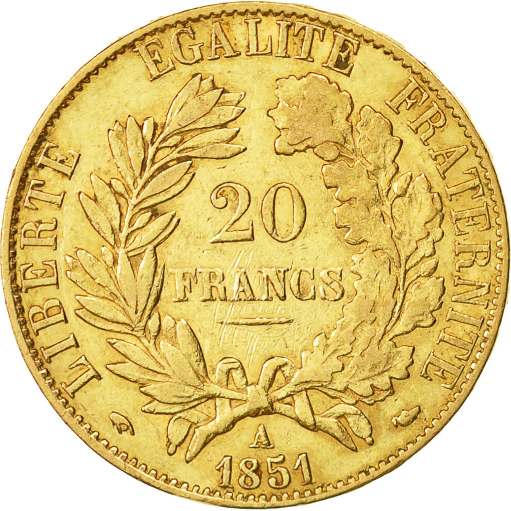Valeur 20 Francs Or #453754 Monnaie, France, Cérès, 20 Francs, 1851, Paris, TTB+, Or, KM