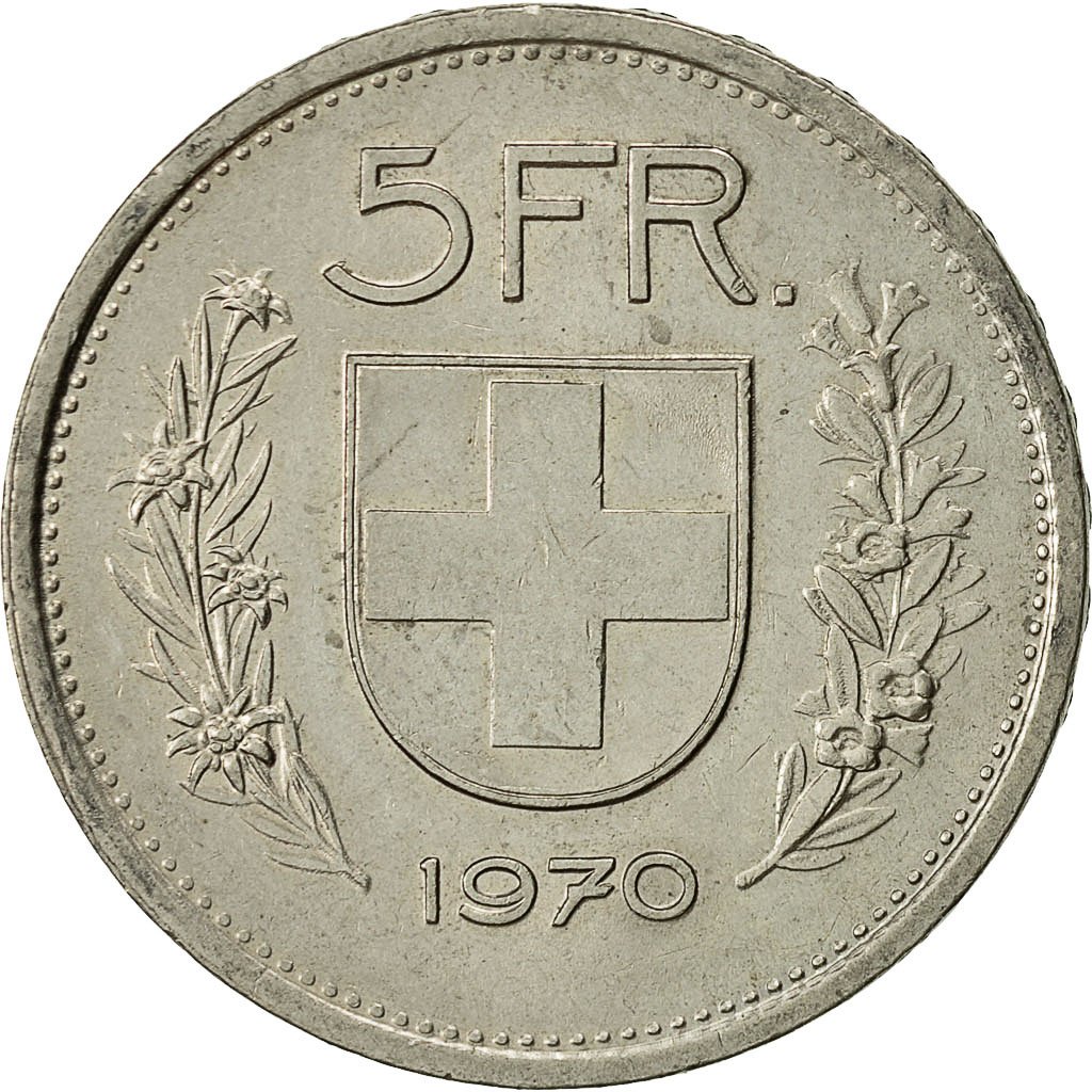 3400 Francs Suisse Brut En Net #493000 Monnaie, Suisse, 5 Francs, 1970, Bern, TTB+, Copper-nickel, KM