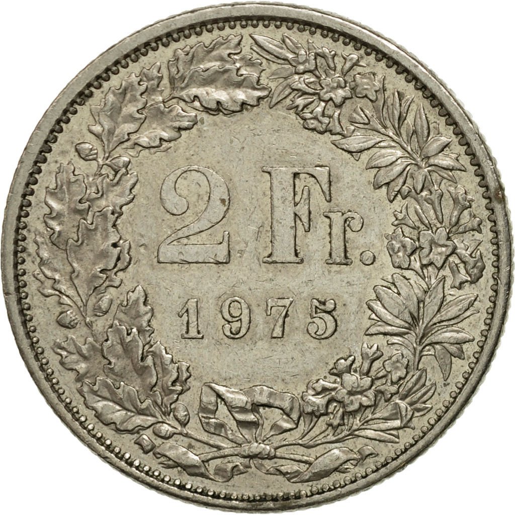 #523679 Suisse, 2 Francs, 1975, Bern, TB+, Coppernickel, KM21a.1