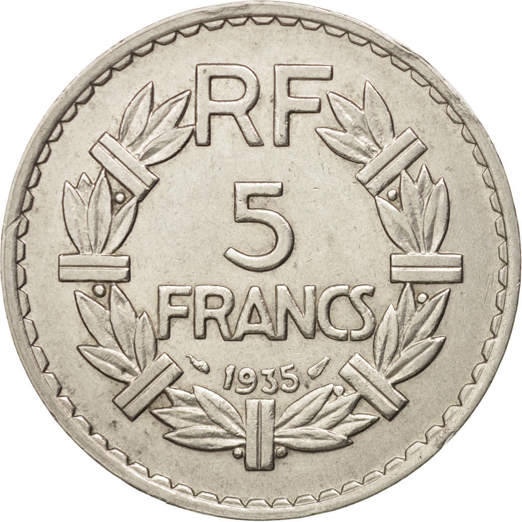 #77871 France, Lavrillier, 5 Francs, 1935, Paris, TTB+, Nickel, KM888