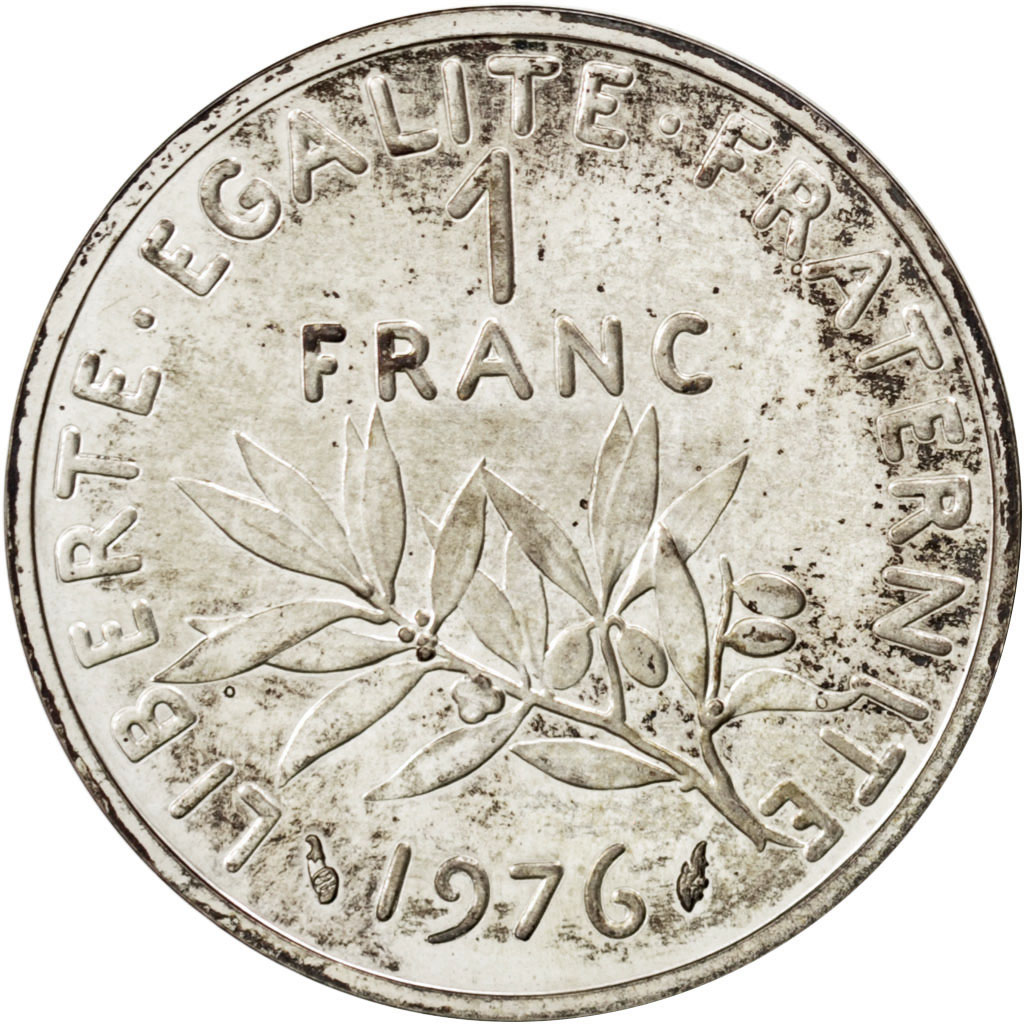 #81777 Vème République, 1 Franc Semeuse, 1976, Piéfort Argent, KM P555