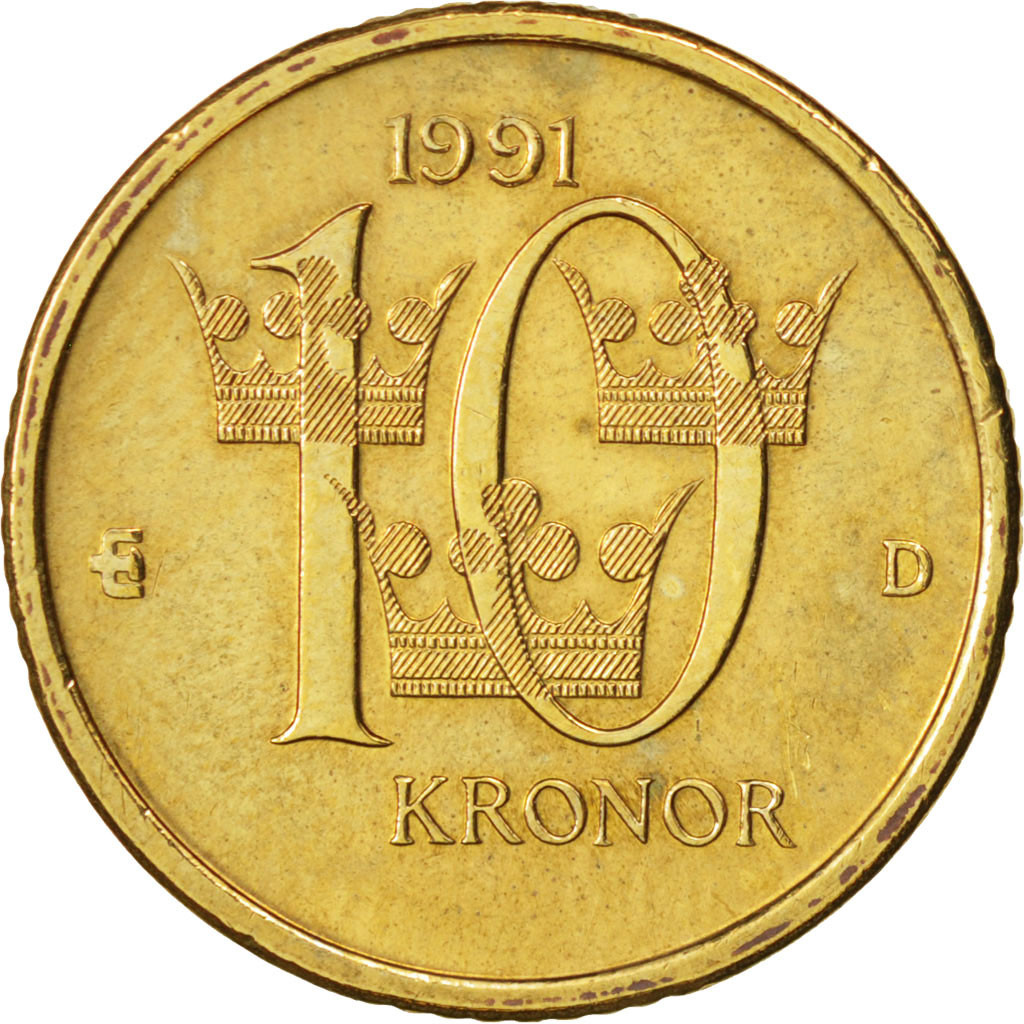 97050 Su de Carl XVI Gustaf 10 Kronor 1991 SUP Copper Aluminum 97050-su-de-carl-xvi-gustaf-10-kronor-1991-sup-copper-aluminum