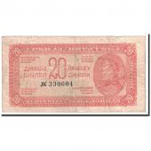 Yugoslavia, 20 Dinara, 1944, KM:51c, VG(8-10)