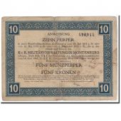 Montenegro, 10 Perper = 5 Mnzperper = 5 Kronen, 1917, KM:M151, 1917-06-01, TB+