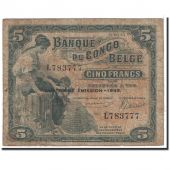 Congo belge, 5 Francs, 1943, KM:13Ab, 1943-08-10, B