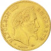 Second Empire, 10 Francs Or Napolon III tte laure 1863 Strasbourg, petit BB, KM 800.2