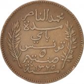 Tunisia, Muhammad al-Nasir Bey, 5 Centimes, 1907, Paris, KM:235, TTB, Bronze, 26