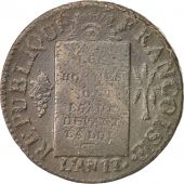 France, Sol aux balances franoise, Sol, 1793, Lille, AU(50-53),Bronze,KM 619.12