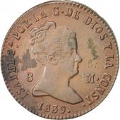 Spain, Isabel II, 8 Maravedis, 1839, Segovia, AU(55-58), Copper, KM:531.3