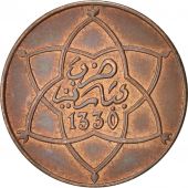 Morocco, Yusuf, 5 Mazunas, 1912, bi-Bariz, Paris, AU(55-58), Bronze, KM:28.1