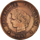 France, Crs, 2 Centimes, 1893, Paris, TB+, Bronze, KM:827.1, Gadoury:105