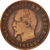 France, Napoleon III, 5 Centimes, 1854, Paris, TB, Bronze, KM 777.1, Gadoury 152