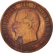 France, Napoleon III, 5 Centimes, 1855, Strasbourg, VF(20-25), KM 777.3