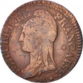 France, Dupr, 5 Centimes, 1797, Strasbourg, F(12-15), Bronze, KM:640.4