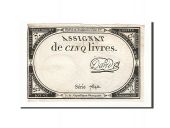 Assignats 5 Livres 5 Livres type Domaines Nationaux, signé David Bild