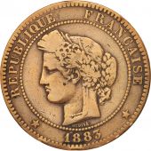 France, Crs, 10 Centimes, 1883, Paris, B+, Bronze, KM:815.1, Gadoury:265a