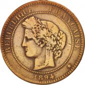France, Crs, 10 Centimes, 1894, Paris, B+, Bronze, KM:815.1, Gadoury:265a