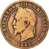 France, Napoleon III, 10 Centimes, 1865, Paris, B+, Bronze, KM 798.1,Gadoury 253