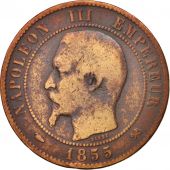 France, Napoleon III, 10 Centimes, 1855, Rouen, VG(8-10), Bronze, KM 771.2