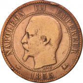 France, Napoleon III, 10 Centimes, 1855, Lyon, F(12-15), Bronze, KM 771.4