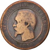 France, Napoleon III, 10 Centimes, 1856, Lyon, B+, Bronze, KM771.4, Gadoury248