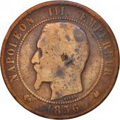 France, Napoleon III, 10 Centimes, 1856, Bordeaux, F(12-15), Bronze, KM 771.5