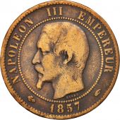 France, Napoleon III, 10 Centimes, 1857, Paris, B+, Bronze, KM 771.1, Gadoury248