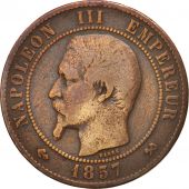 France, Napoleon III, 10 Centimes, 1857, Rouen, VF(20-25), Bronze, KM 771.2