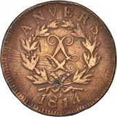 FRENCH STATES, ANTWERP, 10 Centimes, 1814, Anvers, TB, Bronze,KM:7.2,Gadoury193c