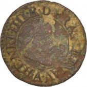 France, Denier Tournois, 1608, Paris, VF(20-25), Copper, Sombart:4186
