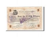 France, Hautmont, 5 Francs, 1914, TB+, ANNULE, Pirot:59-1291