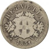 Suisse, 20 Rappen, 1851, Strasbourg, TB, Billon, KM:7