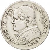 tats italiens, PAPAL STATES, Pius IX, Lira, 1866, Roma, TB+, Argent, KM:1378