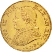tats italiens, PAPAL STATES, Pius IX, 20 Lire, 1866, Roma, TTB, Or, KM:1382.2