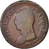 France, Dupr, Decime, 1796, Metz, F(12-15), Bronze, KM:645.2, Gadoury:185
