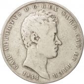 tats italiens, SARDINIA, Carlo Alberto, 5 Lire, 1844, Genoa, TB, Argent,KM130.2