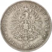 Etats allemands, HESSE-DARMSTADT, Ludwig III, 5 Mark, 1875, Darmstadt, TB+,KM353
