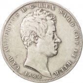 tats italiens, SARDINIA, Carlo Alberto, 5 Lire, 1844, Genoa, TTB,Argent,KM130.2