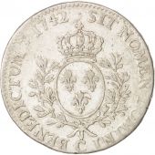 France, Louis XV, Écu au bandeau, 1742, Caen, VF(30-35), Silver, KM:512.5